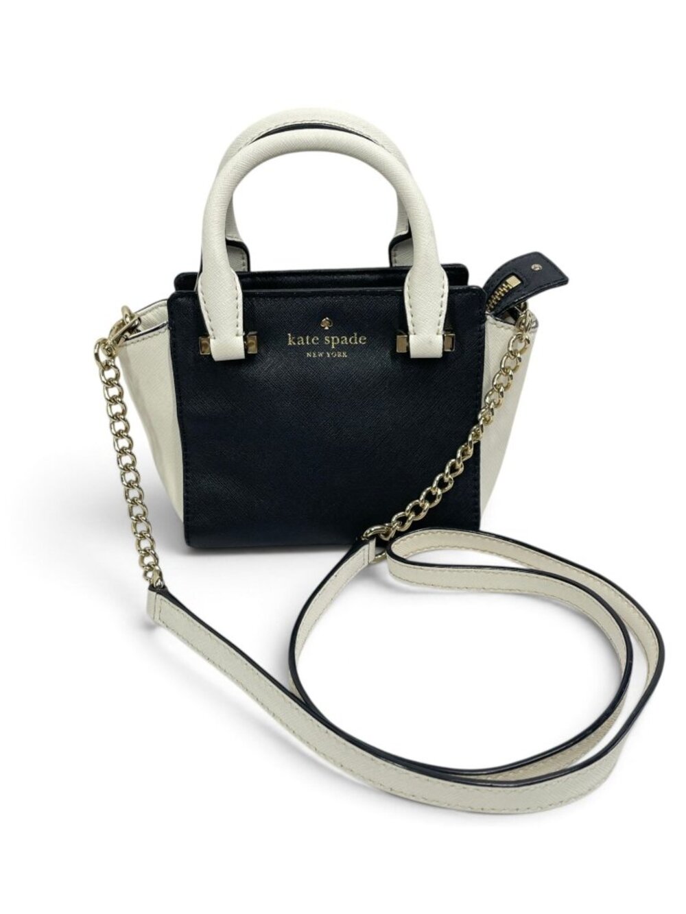 Kate Spade Mini Hayden Cedar Street Crossbody Bag Black & White Gold Hardware